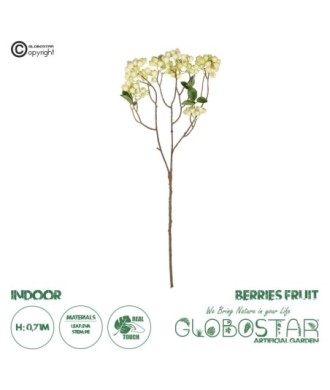 GloboStar® Artificial Garden WHITE BERRIES FRUIT BRANCH 21446 Τεχνητό Διακοσμητικό Κλαδί Λευκό Γκί Y71cm